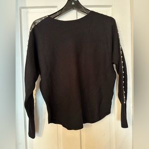 Sioni Milano Women’s Black Sweater With Leather Studded Sleeves